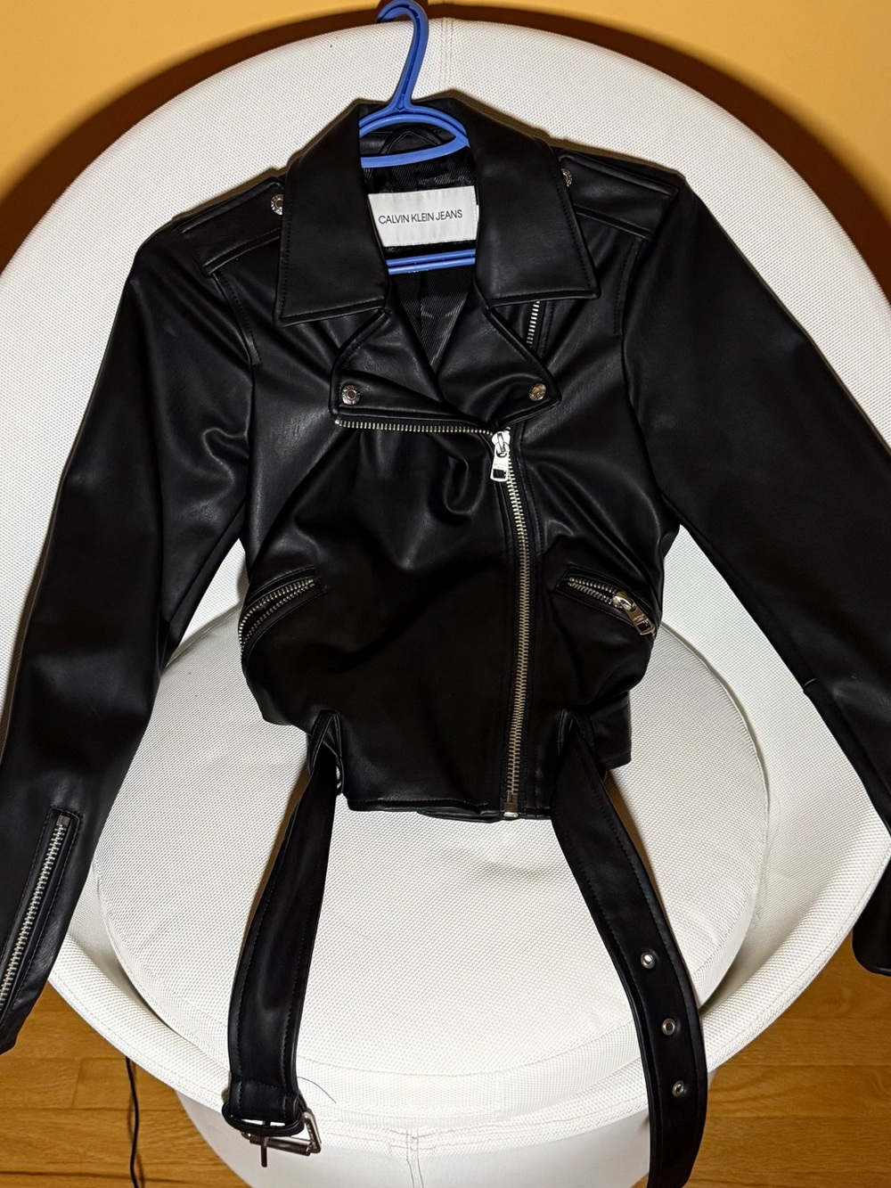 Calvin Klein Jeans Black Faux Leather Moto Jacket